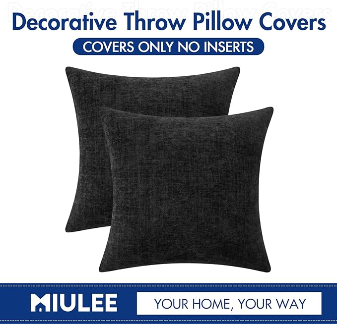 MIULEE Halloween Pack of 2 Couch Throw Pillow Covers 18x18 Inch Soft Black - Image 6