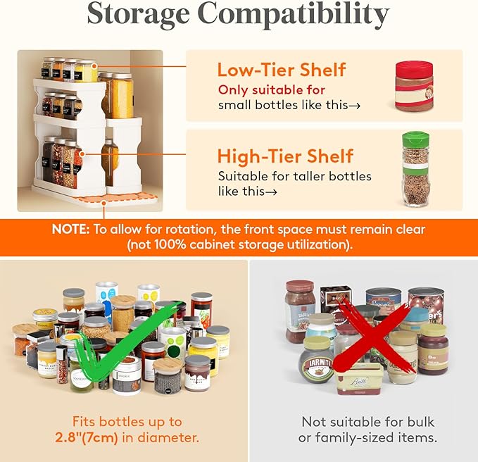 Lifewit Sliding Spice Rack for Cabinets, 6.4"H x 11.1"D x 6.1"W Slide Out Swive - Image 7