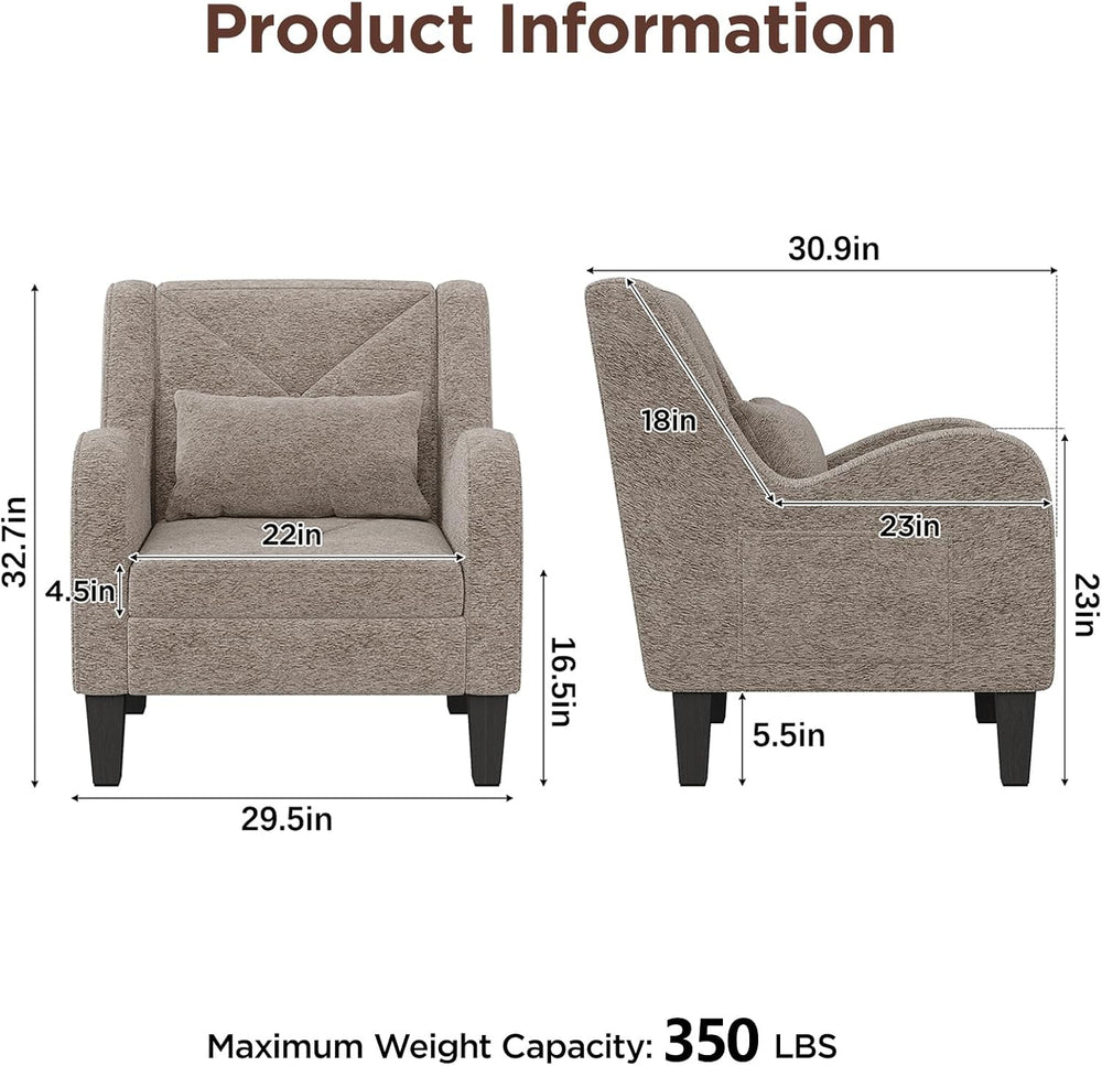 Maupvit Chenille Accent Chair for Living Room Bedroom Chair Comfy Reading Cha...