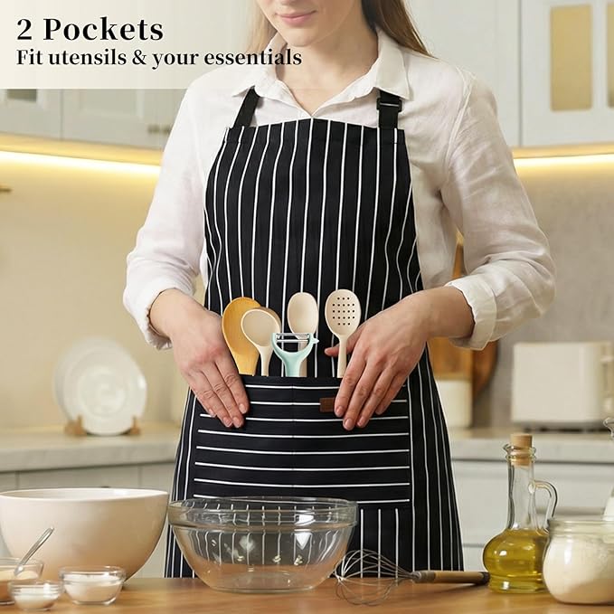 2 Pack Cooking Aprons Adjustable Bib Apron - Image 6