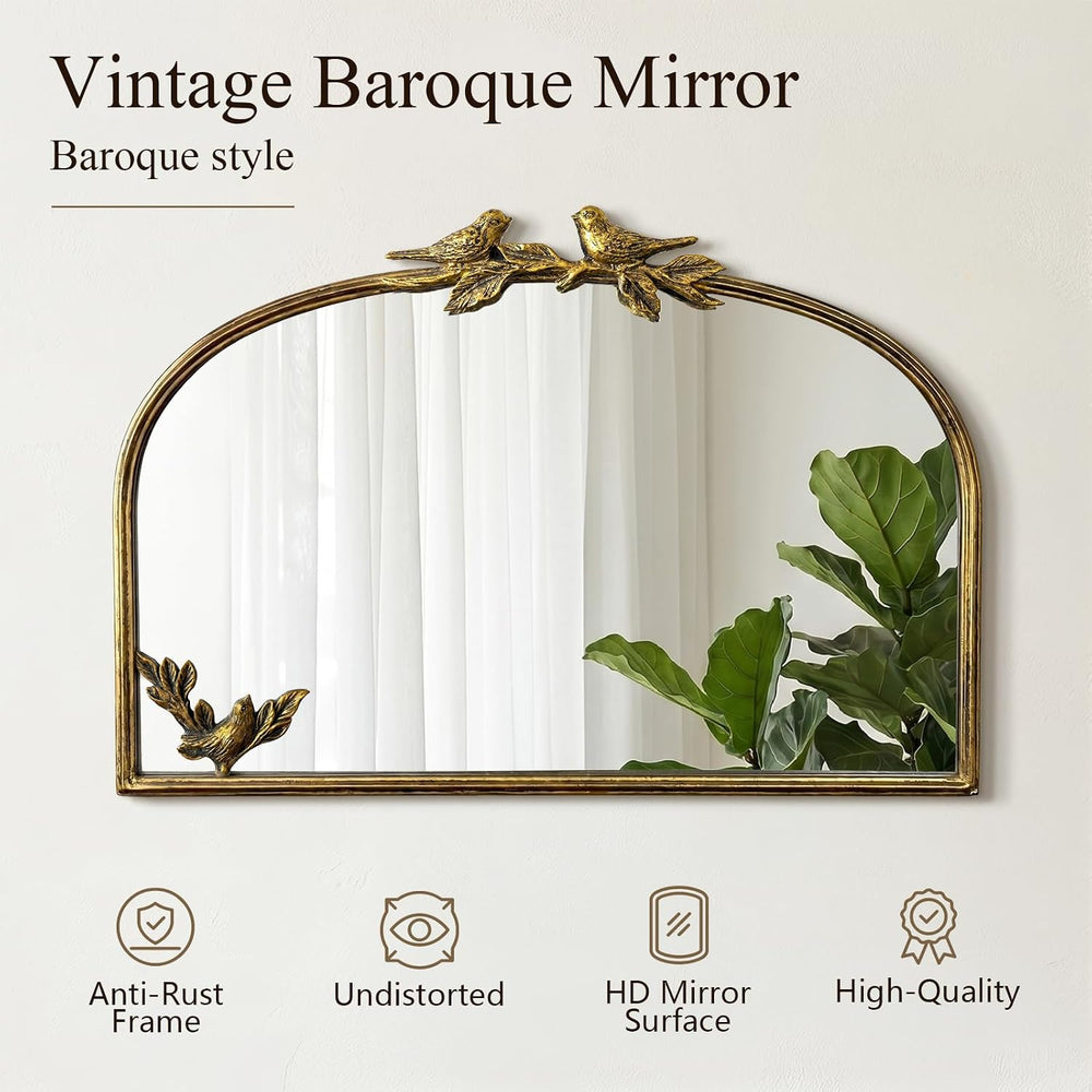Antique Baroque Vintage Vanity Mirror 15x22Inch, Gold with Ornate Antique Fra...