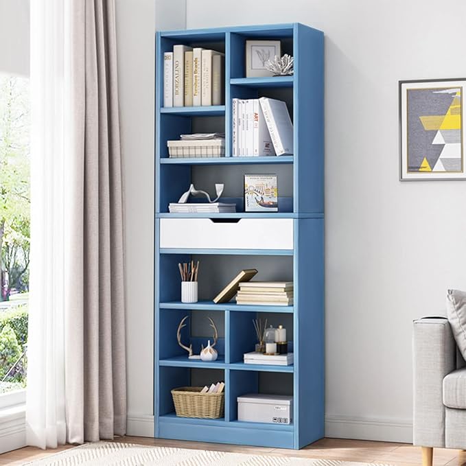 IOTXY Wooden Open Shelf Bookcase - 71 Inches Tall Freestanding Display Storag...