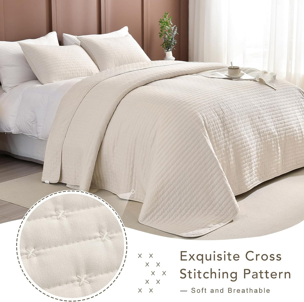 Lady Ann Oversized California King Size 120x120 Bedspread Set, 3pcs Extra Lar...