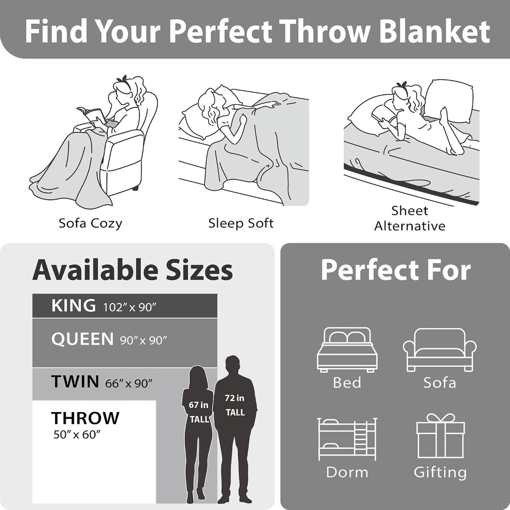 DEZ FURNISHINGS Velvet Plush Blanket, Super Soft, for Couch, Bed, All Season ...