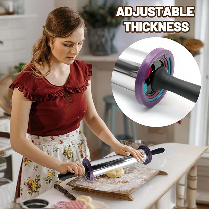 SHIKORI Rolling Pin, Adjustable Rolling Pin - Image 7