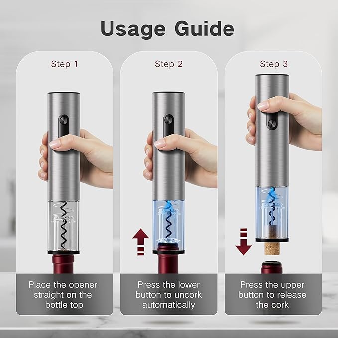 6-in-1 Electric Wine Opener Gift Set, BABONIR Stainless Steel USB-C - Image 6