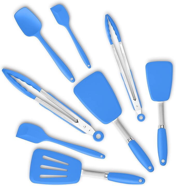 Silicone Spatulas Set Turners Tongs Cooking Utensils Set High Heat Resistant by ALLWIN-HOUSEWARE