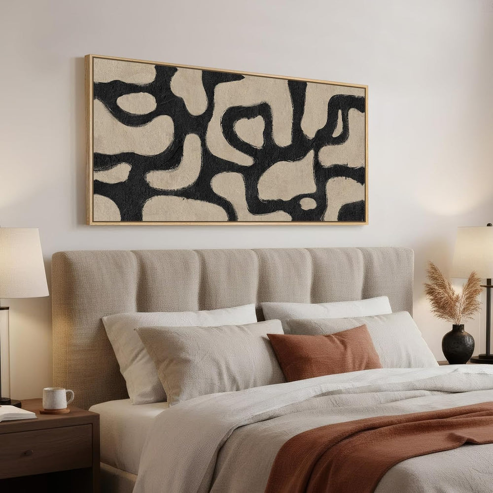Large Framed Modern Abstract Horizontal Wall Art for Living Room, 60x30 In