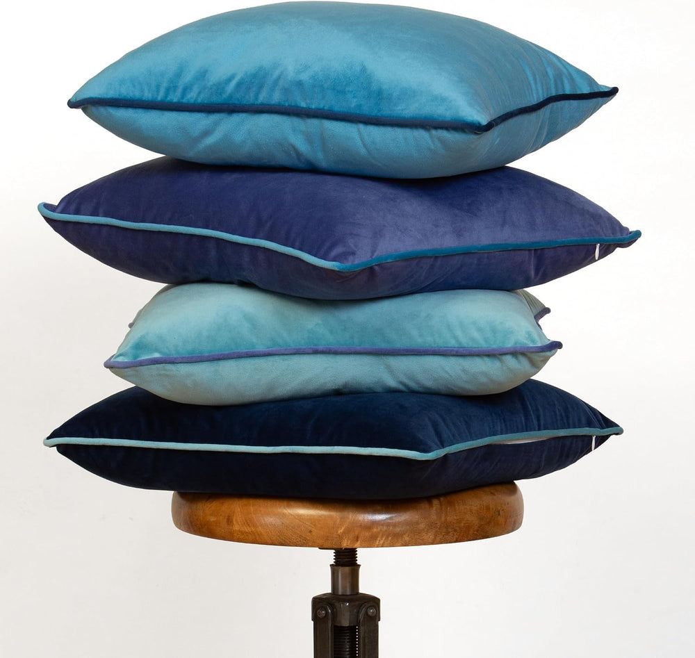 Teal Blue Coastal Decorative Throw Pillow Covers, Set of 4, 18x18 Inch Beach ...