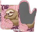 Pink Sloth Heat-Resistant Oven Mitts and Pot Holder Cute Animal Kitchen by Unknown