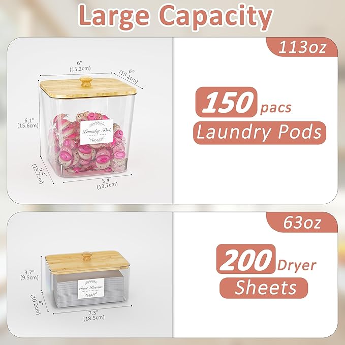 Vincona Laundry Room Organization and Storage, Laundry Pods Container and Dryer - Image 2