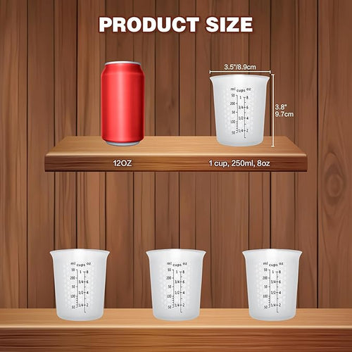 1Cup/250ml Silicone Measuring Cups 4-Pack Set, Reusable 8oz Silicone Cups Set - Image 2