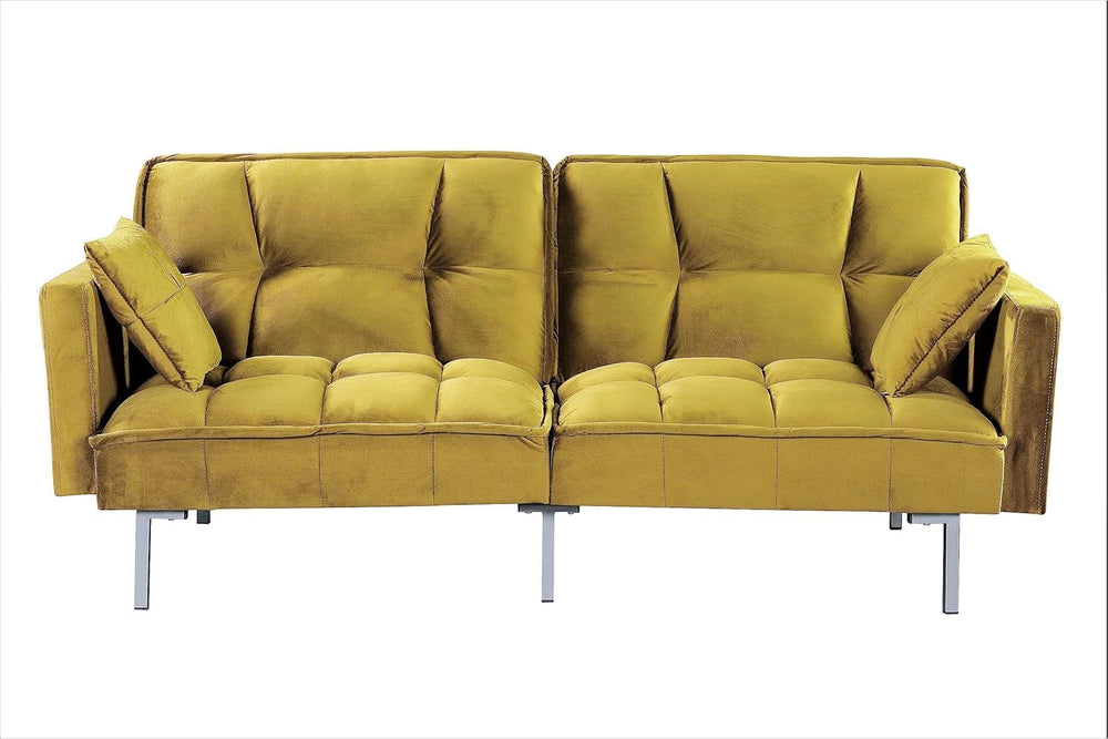 Container Furniture Direct Regal 75.6" Velvet Convertible Sofa Bed - Mid...