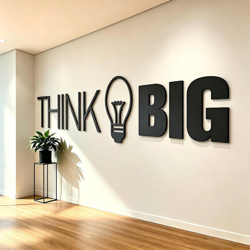 Office Wall Decor Inspirational Think Big 3D Quote Large Motivational 3D Offi...
