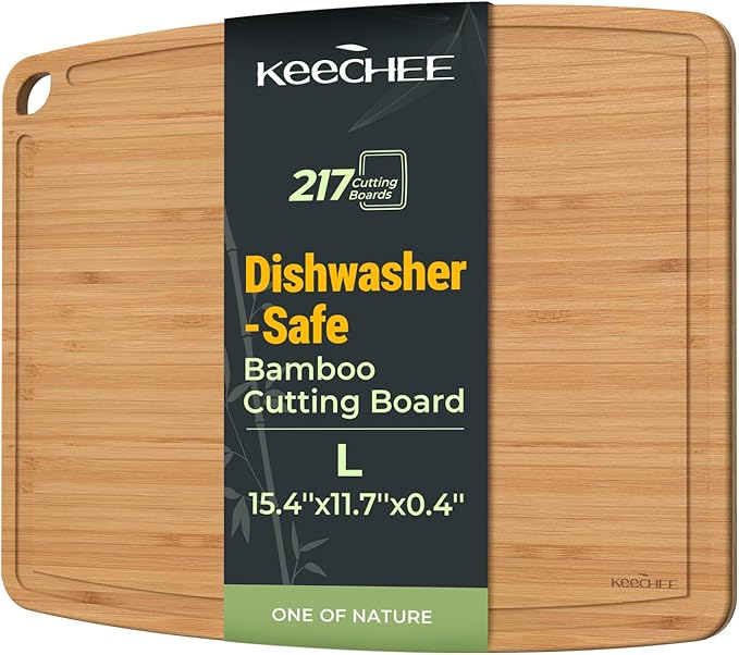 Keechee Dishwasher Safe Bamboo Cutting Boards 15.4x11.7in Heat-Resistant by Keechee