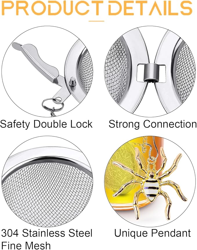 Tea Infuser 2 pcs TeaSanavie Tea Strainer Handmade Honey Bee & Spider Loose - Image 2