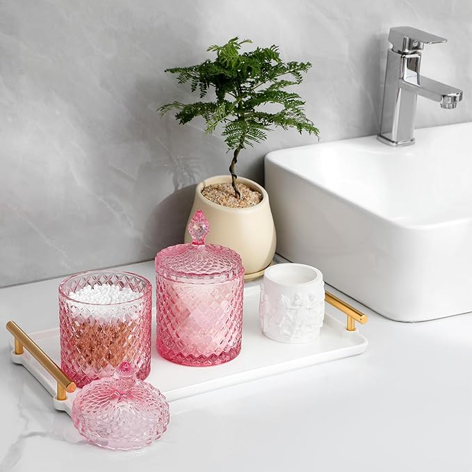 rejomiik Qtip Holder Glass Apothecary Jars - Image 2