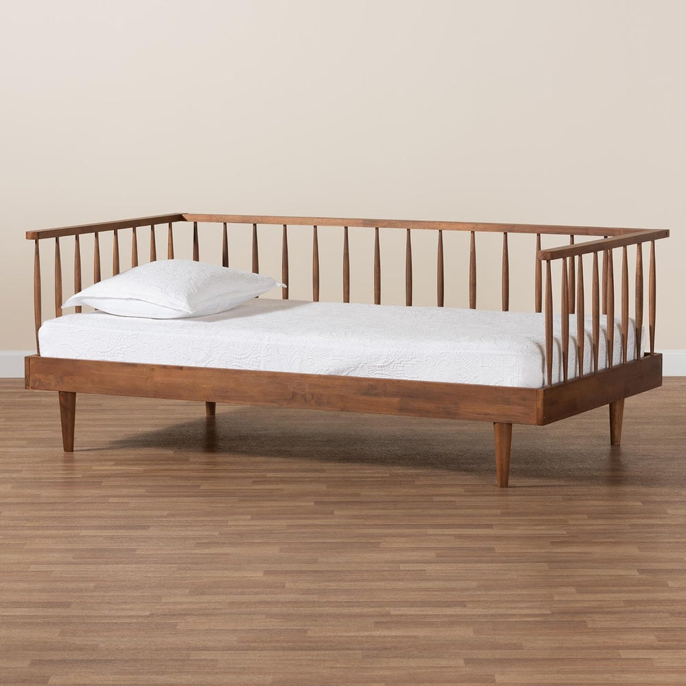 Baxton Studio Matilda Mid-Century Modern Ash Walnut Finished Wood Twin Size D...