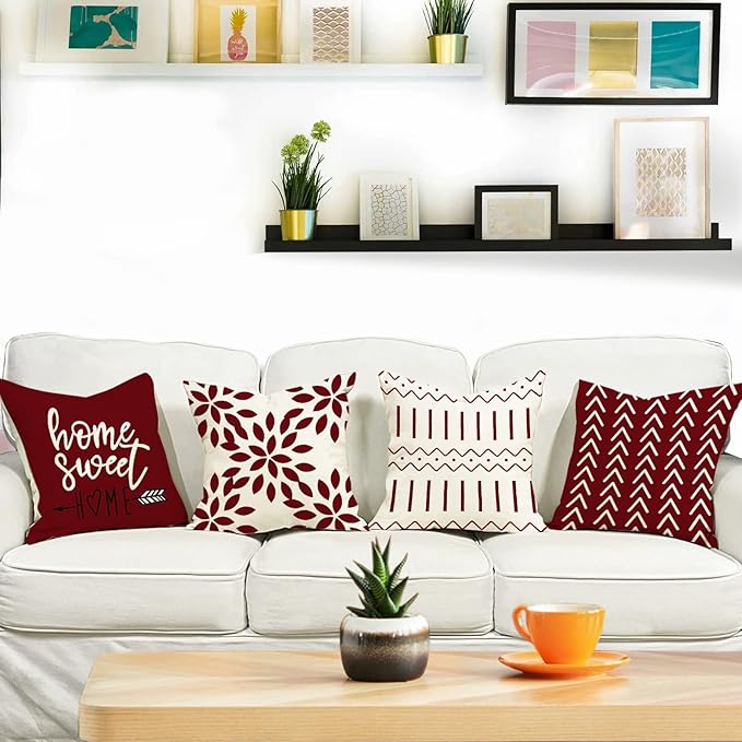 YCOLL Christmas Pillow Covers 18x18 Set of 4, Modern Sofa Throw Pillow Cover - Image 2