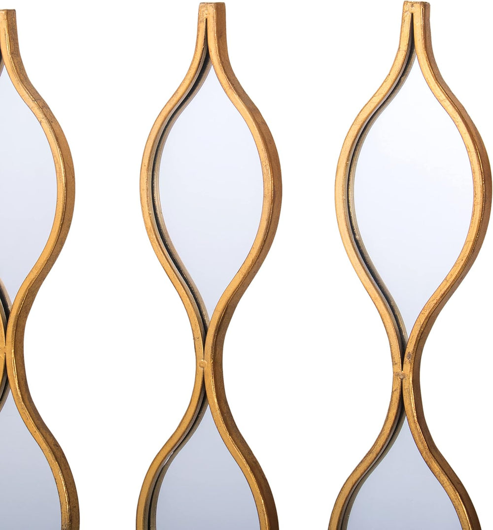 Teardrop Mirror Wall Decor Set of 5, Gold Foil Iron Wall Mirrors, 57.5 x 5.3 ...