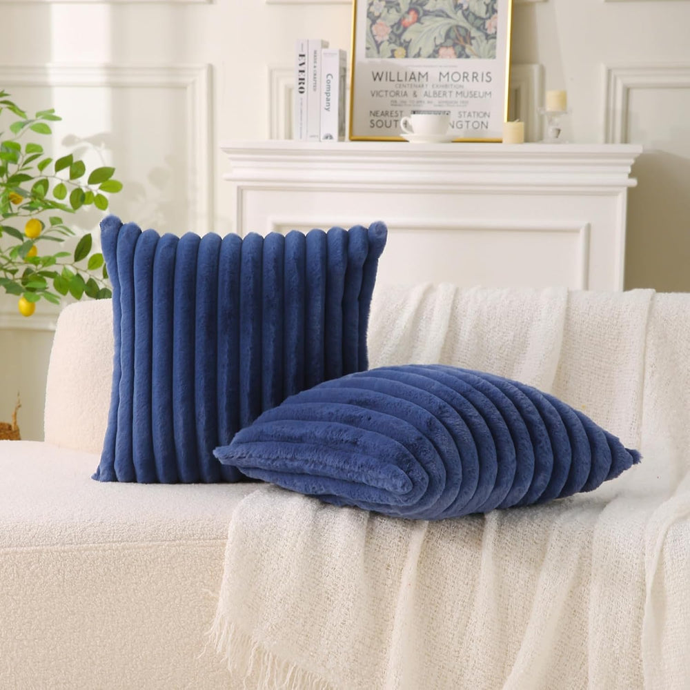 Decorative Throw Pillow with Inserts, Set of 2 Soft Faux Fur Throw Pillows, S...