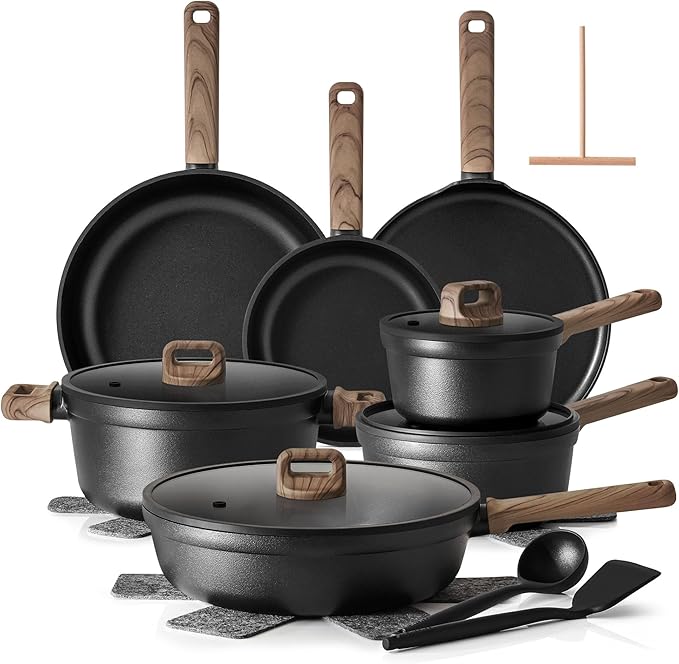 SENSARTE 20Pcs Nonstick Pots and Pans Set, Healthy Kitchen Cooking Set by SENSARTE