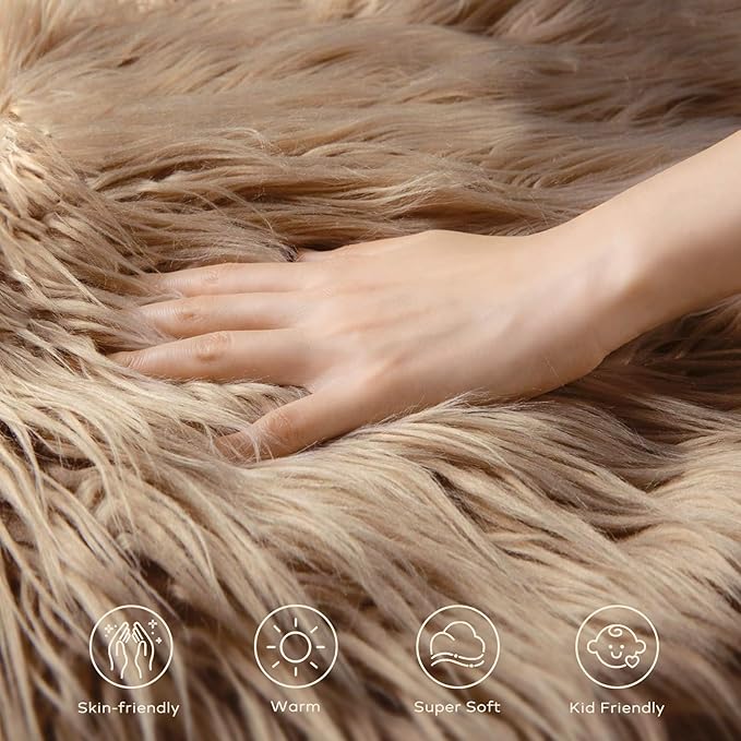Ashler Faux Fur Rug, Fluffy Sheepskin Fur Rug, Fuzzy Ultra Soft 2 x 3 Ft Rugs - Image 6