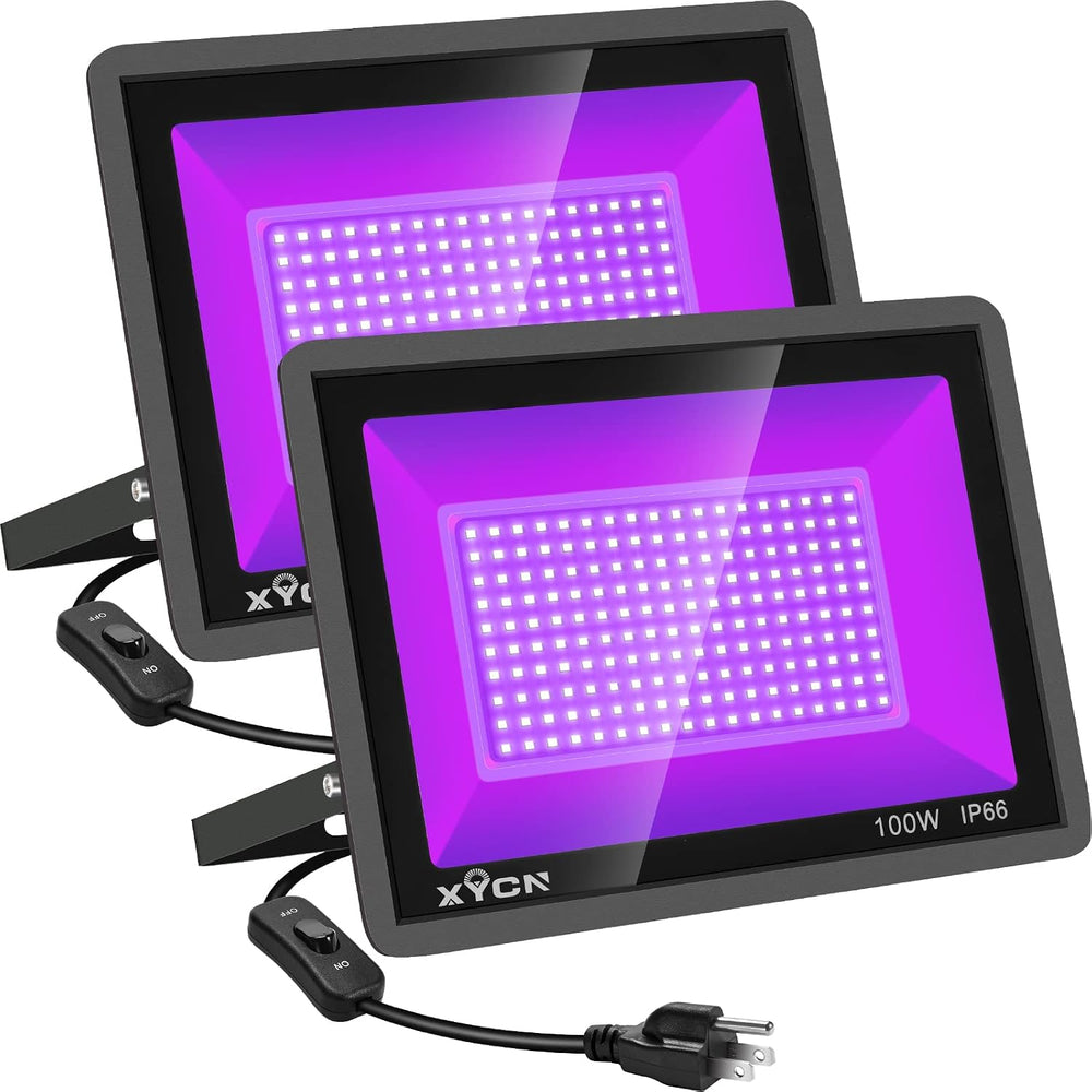 XYCN 2 Pack 100W LED Black Light, Blacklight Flood Light with Plug and Switch...