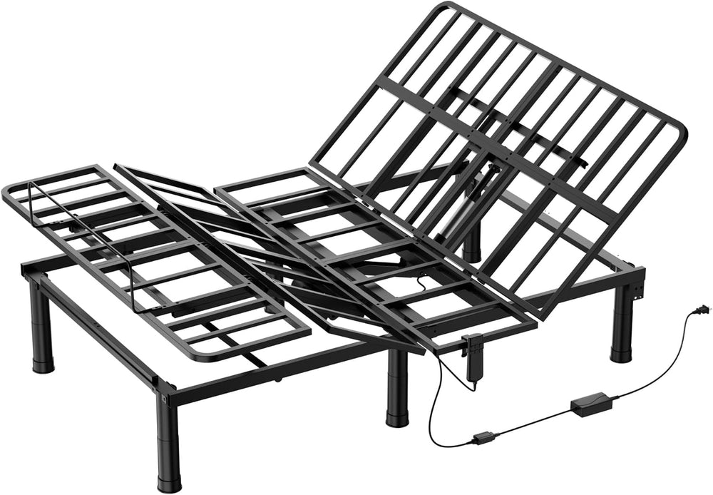 SunsGrove Full Adjustable Bed Frame, Wired Remote Control, Independent Head a...