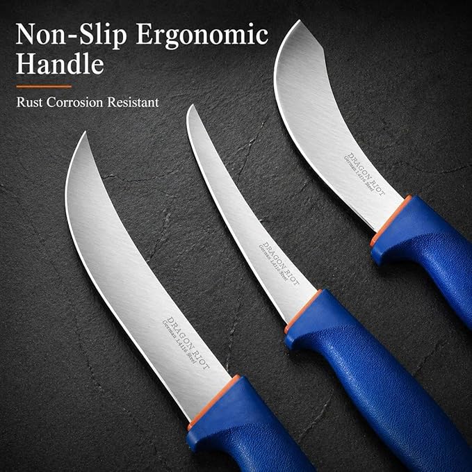 DRAGON RIOT 3 Pcs Butcher Knife Set, Stainless Steel Boning & Carving Knives - Image 4