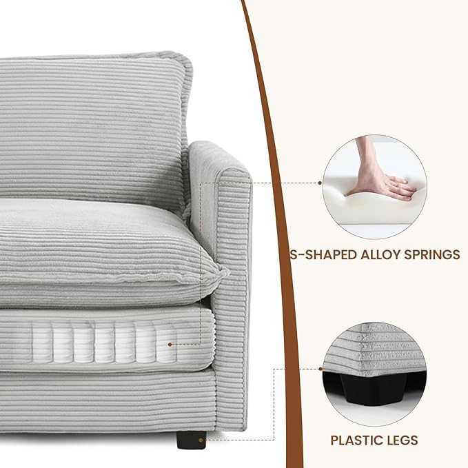 ROWHY 78'' Sectional 2 Seat Cloud Loveseat with 2 Throw Pillows, Mode...