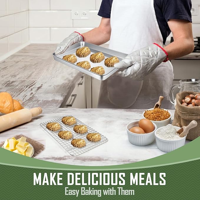 9 Inch Baking Sheet Pan with Cooling Rack Set, Joyfair Stainless Steel Toaster - Image 5