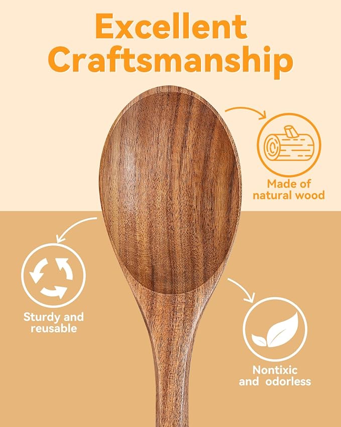 Wooden Cooking Spoons, Natural Teak Wood Spoons - Image 5
