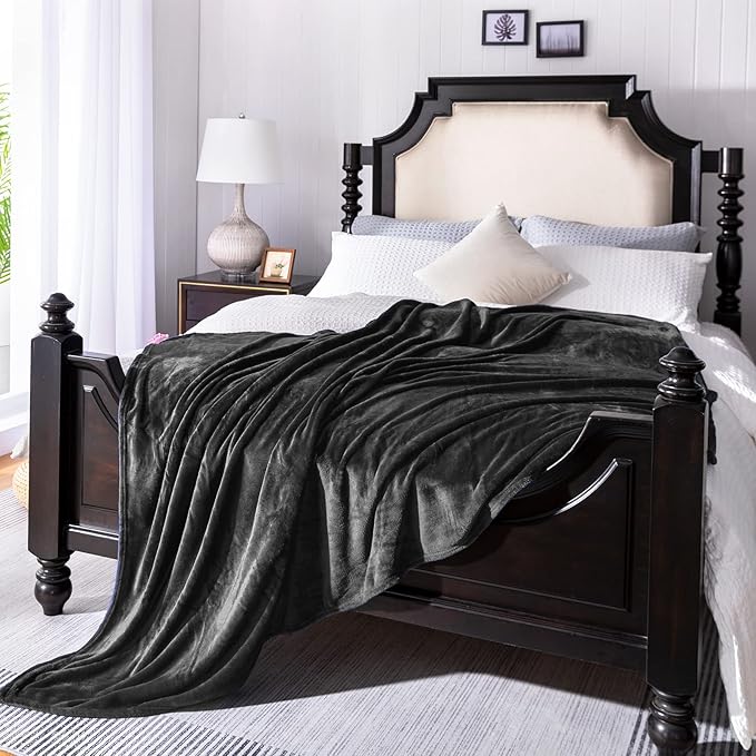 JIAHANNHA Fleece Dark Grey Blanket Throw Blankets - Image 5