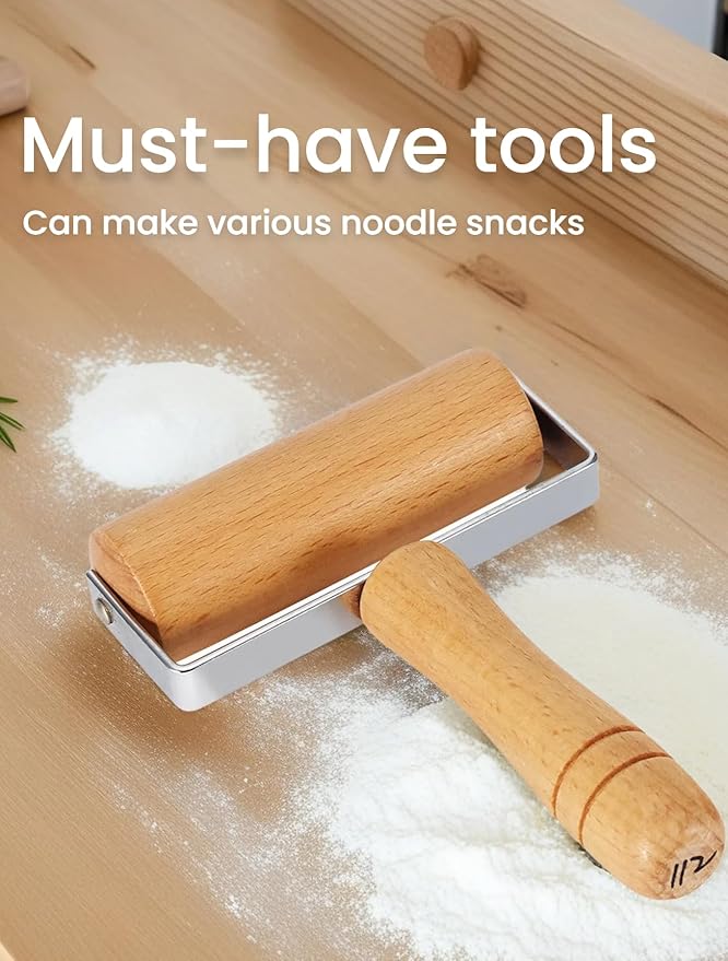 Pizza Rolling Pin, Small Rolling Pin, Non-Stick Wooden Dough Roller - Image 4