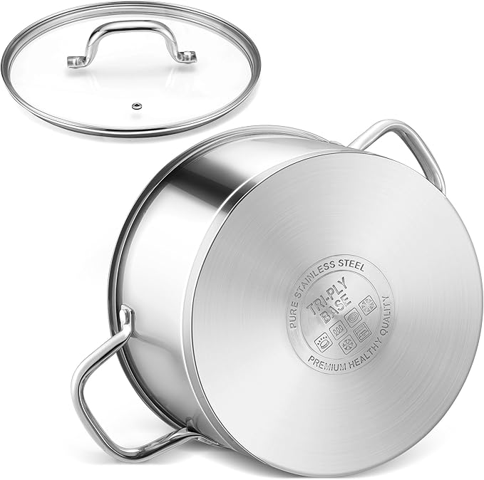 LIANYU 6 QT Stainless Steel Stock Pot, Kitchen Tri-ply Base Cooking Soup Pot - Image 9