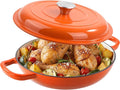 3 Quart Enameled Cast Iron Braiser, Non Stick Enameled Cast Iron Skillet by Fijinhom