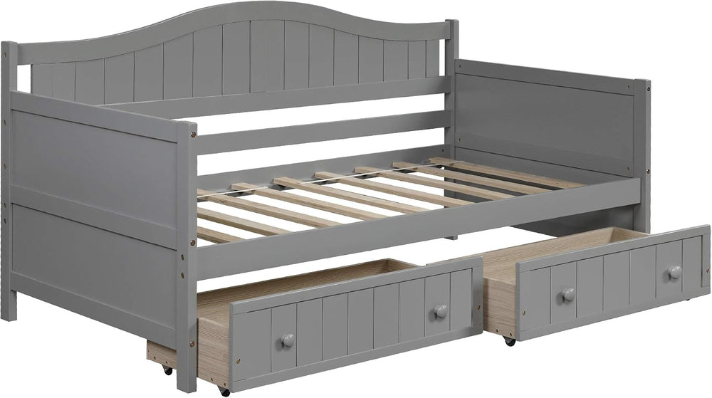 SOFTSEA Twin Daybed Frame with Drawers Wood Day Bed with Storage Sofa Bed Fra...