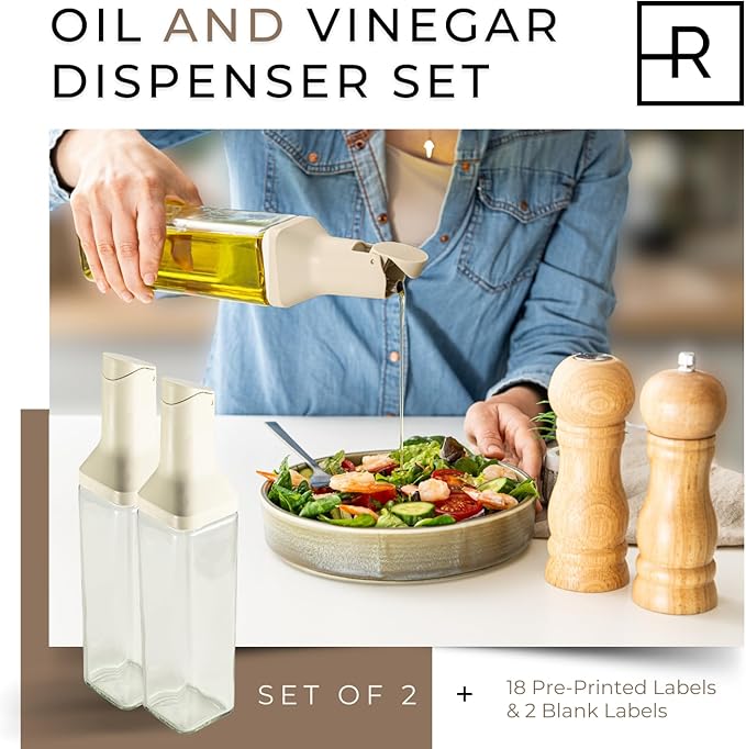 Oil Dispenser Bottle – Set of 2 12oz/350ml Oil and Vinegar Dispenser - Image 3