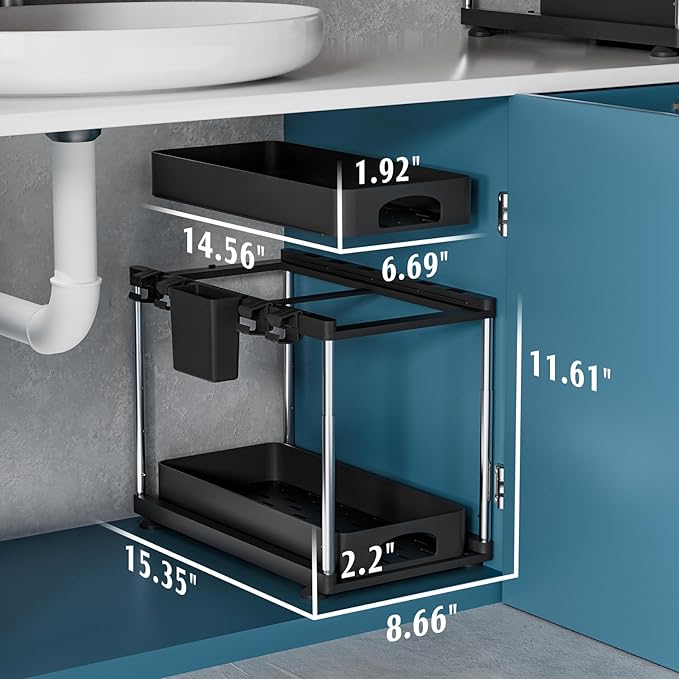 VERIFOST 2 Pack Under Sink Organizer, 2 Tier Under Sink Organizers and Storage - Image 6