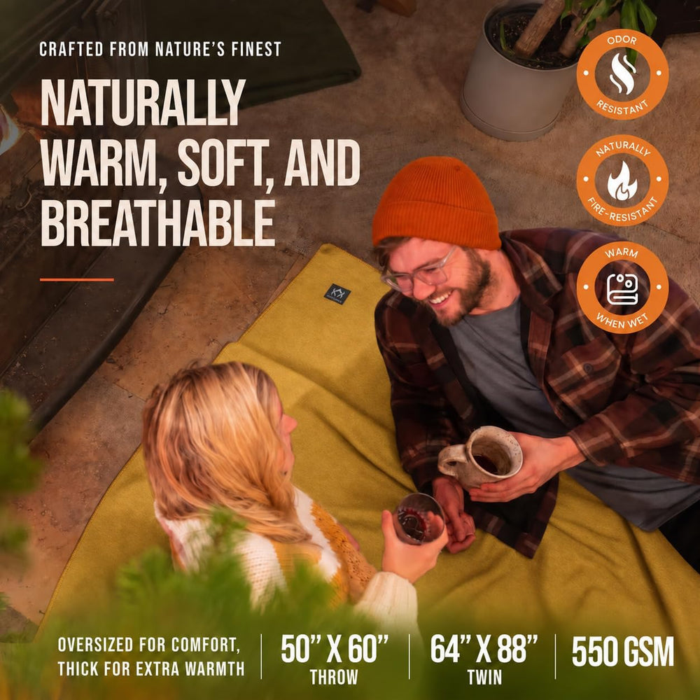 Arcturus Military Wool Blanket - Warm, Thick, Washable - Great for Outdoors, ...