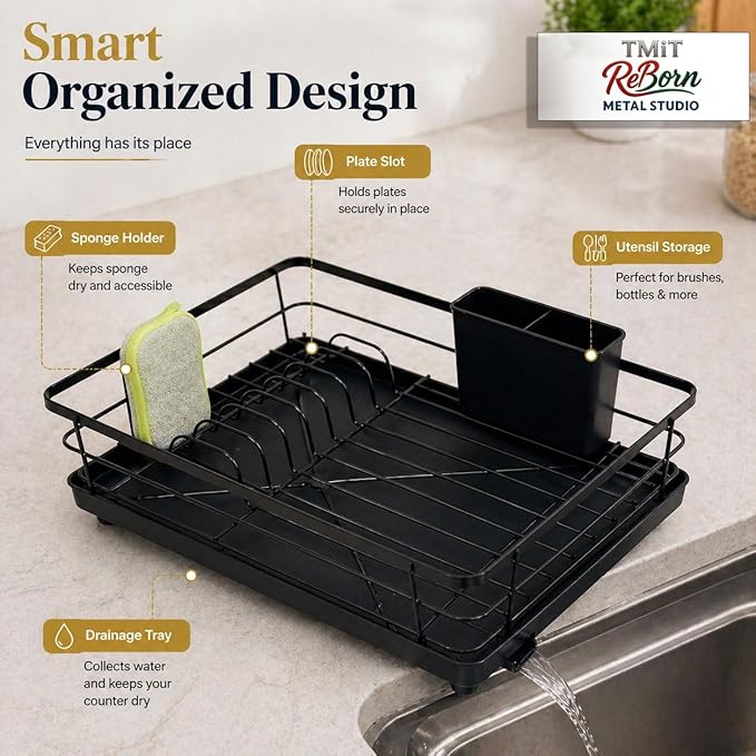 Metal Dish Drying Rack for Kitchen Counter, Sink Organizer