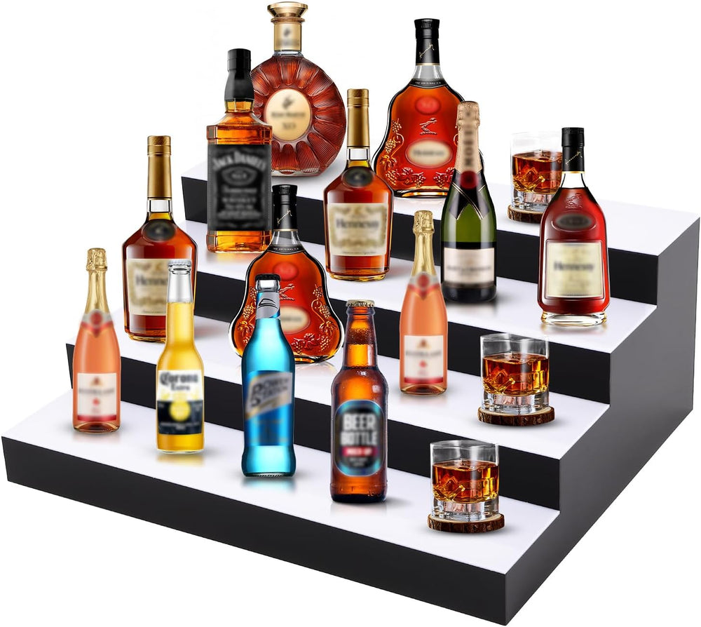 Dollate 4-Tier 16 Inch LED Liquor Bottle Display Shelf, Tabletop Wine Rack, 1...