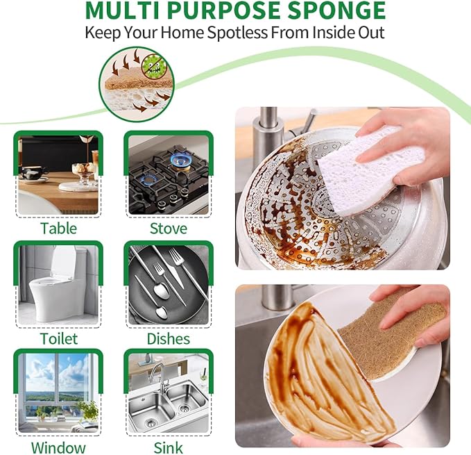 Sponges Kitchen Natural Dish Sponge Plant-Based Biodegradable Compostable - Image 6