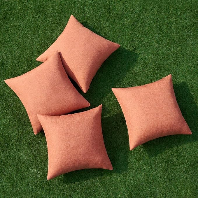 MIULEE Pack of 4 Decorative Outdoor Throw Pillow Covers Linen Waterproof Pillow - Image 4