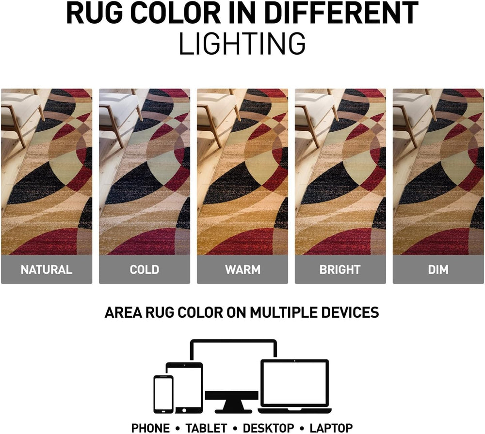 Rugshop Abstract Circles Contemporary Area Rug Multi 7'10" x 10'...