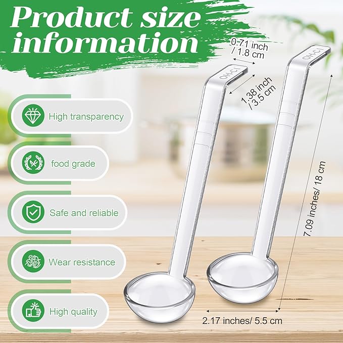 Tioncy 6 Pcs 1 Oz Small Ladle for Serving Sauce 7.09 Inches Plastic Mini Ladles - Image 3