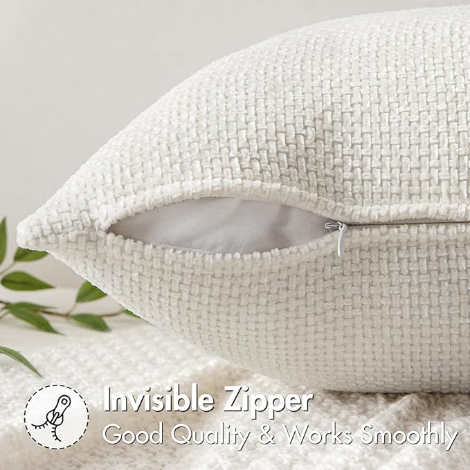 MIULEE Pack of 2 Couch Throw Pillow Covers 18x18 Inch Neutral Pure White Modern - Image 5