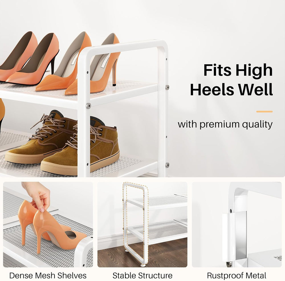 Expandable Metal Shoe Rack for Closet, Entryway & Garage, 2-Tier, White |...