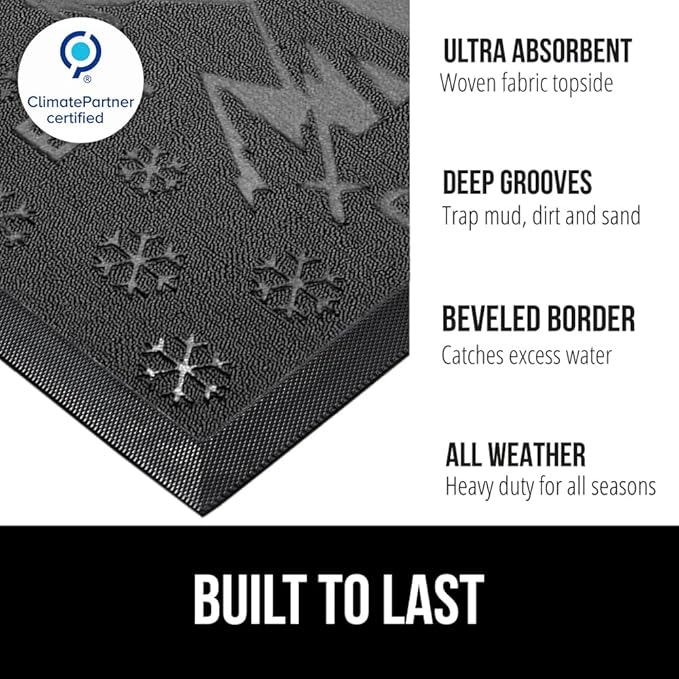 GORILLA GRIP 100% Waterproof All-Season WeatherMAX Doormat, US Designed Natural - Image 2